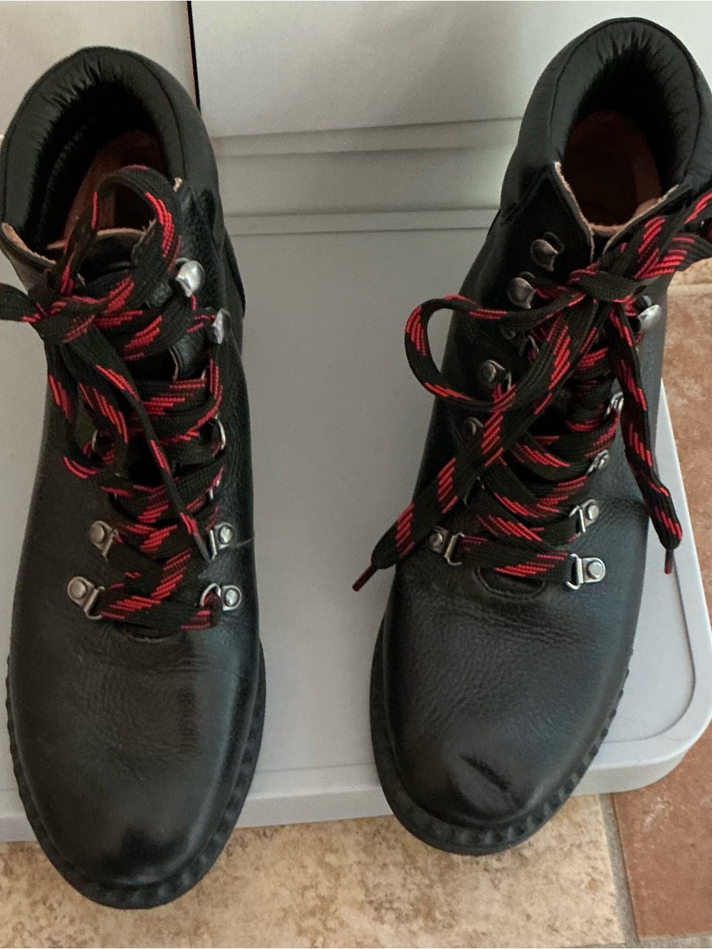 gentle souls Black Lace-Up Boots with Red-Accent Laces